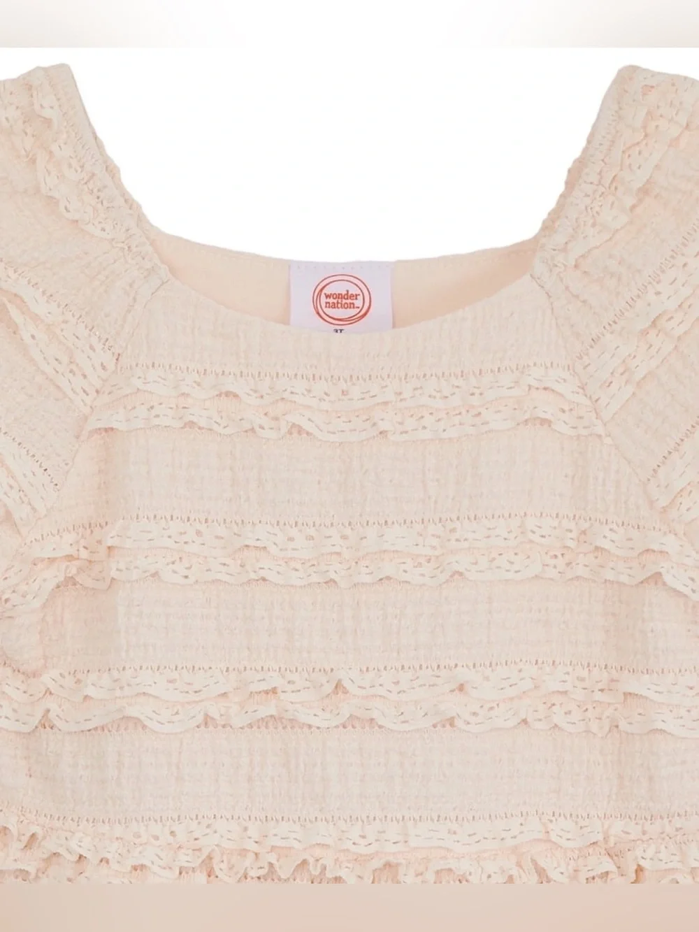 Wonder Nation Girls 12M Cream Gauzy Lace Play Dress Boho Beach Fairy Cottagecore